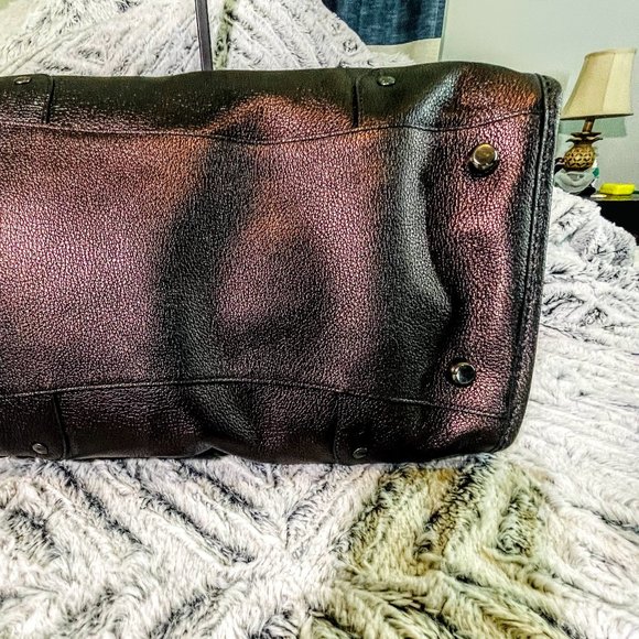 EUC - COACH RHYDER SATCHEL IN METALLIC TWO-TONE LEATHER (F33739) - Picture 8 of 10